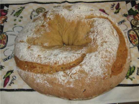 Рецепт - хлеб пшенично-ржаной "Бублик с луком" (духовка)